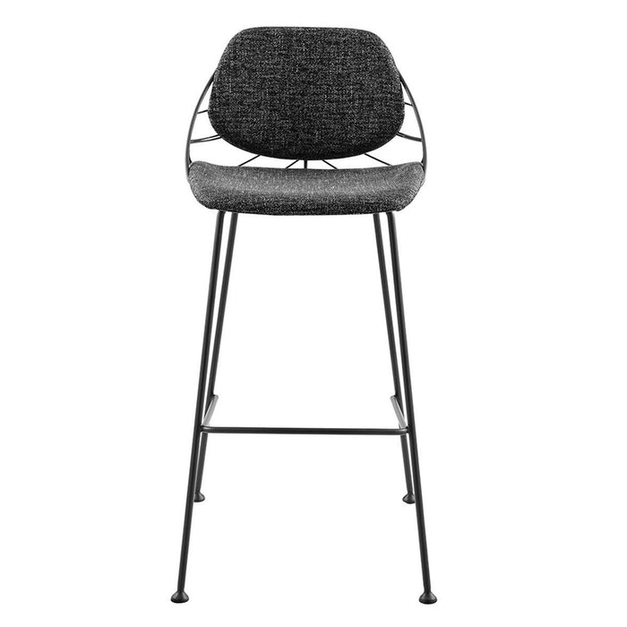 Steel Low Back Bar Height Chairs With Footrest (Set of 2) 40" - Black