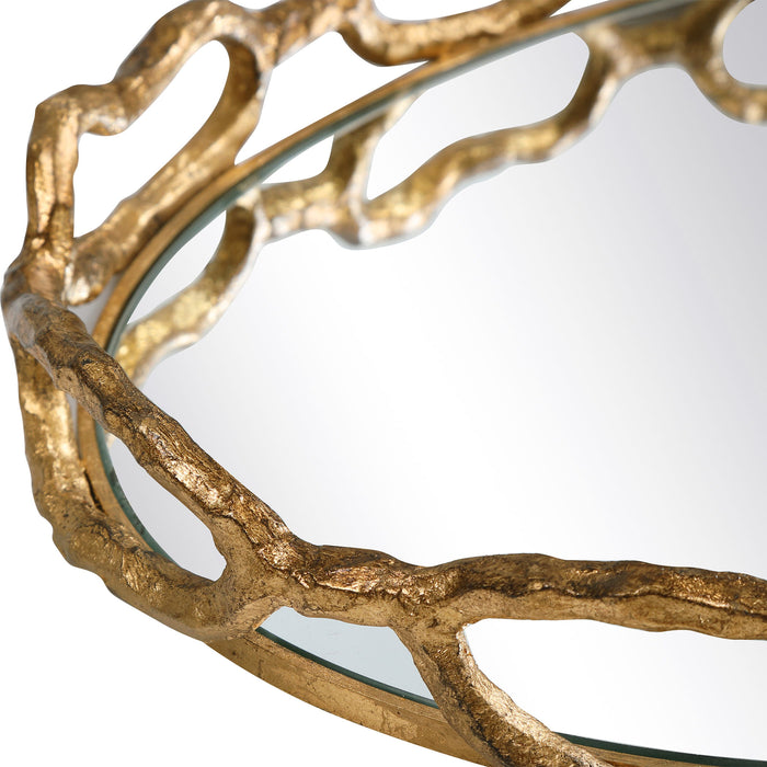 Cable - Chain Mirrored Tray - Gold