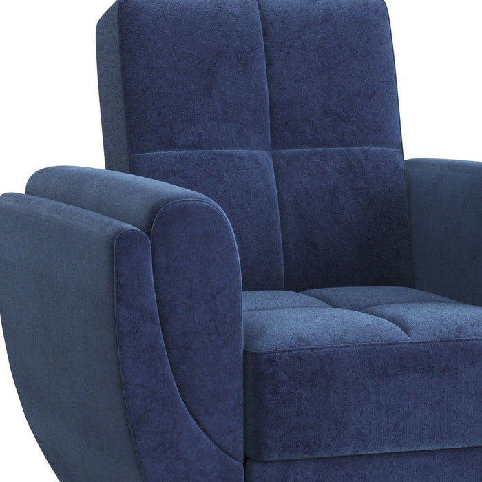 Microfiber Tufted Convertible Chair 36" - Blue and Brown