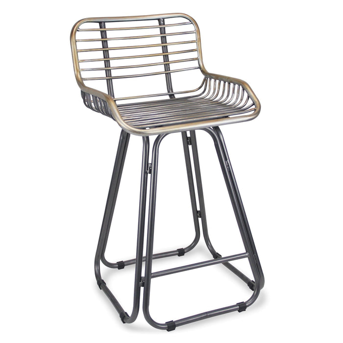 Slat Design Low Back Metal Chair 24" - Gray
