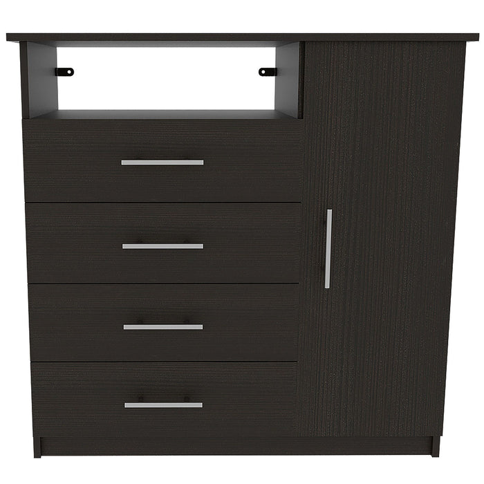 Manufactured Wood Four Drawer Combo Dresser 36" - Black