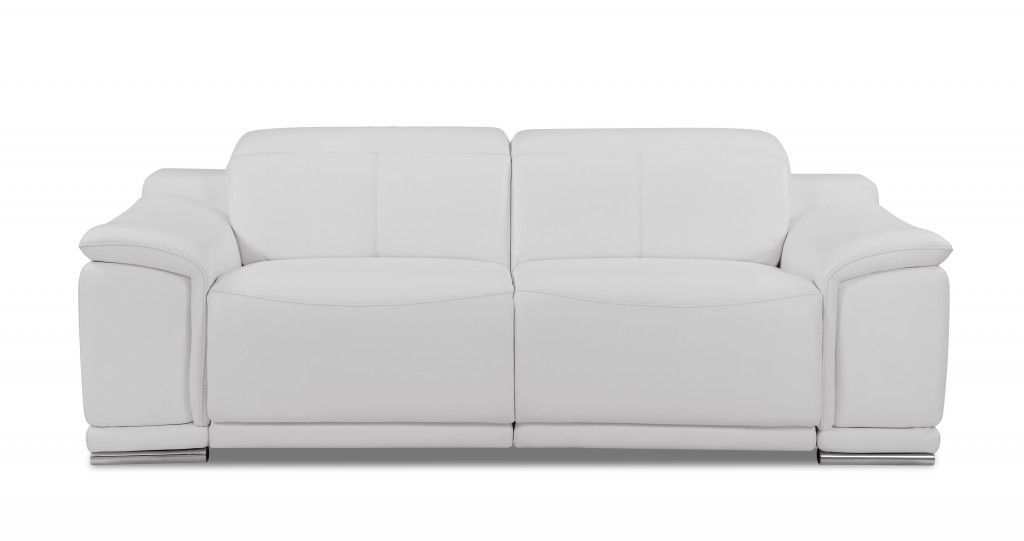 Genuine Leather Reclining Sofa 86" - White