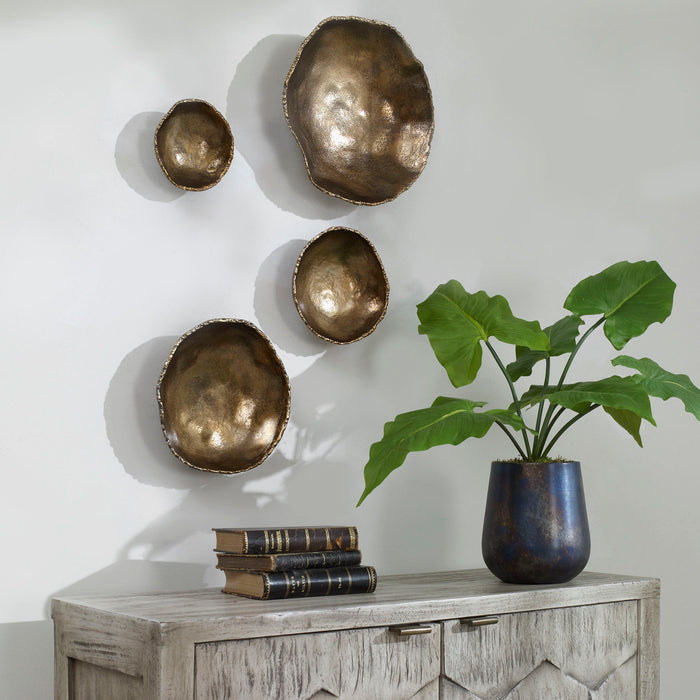 Lucky - Coins Wall Bowls (Set of 4) - Brass