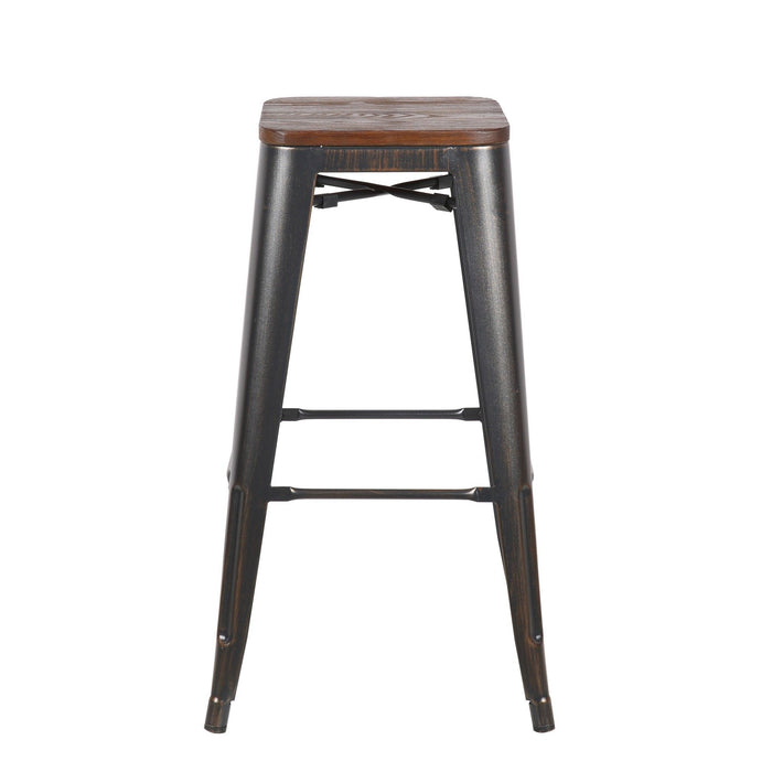 Rustic Cafe Wood and Steel Bar Stools (Set of 4) - Brown