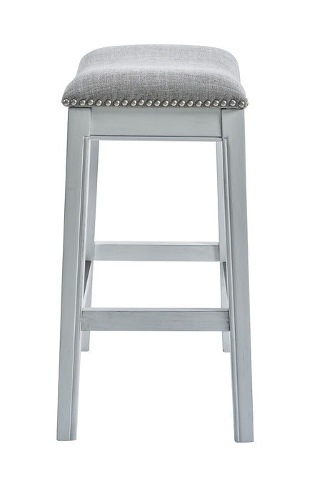 Counter Height Saddle Style Counter Stool With Nail Head Trim - Gray