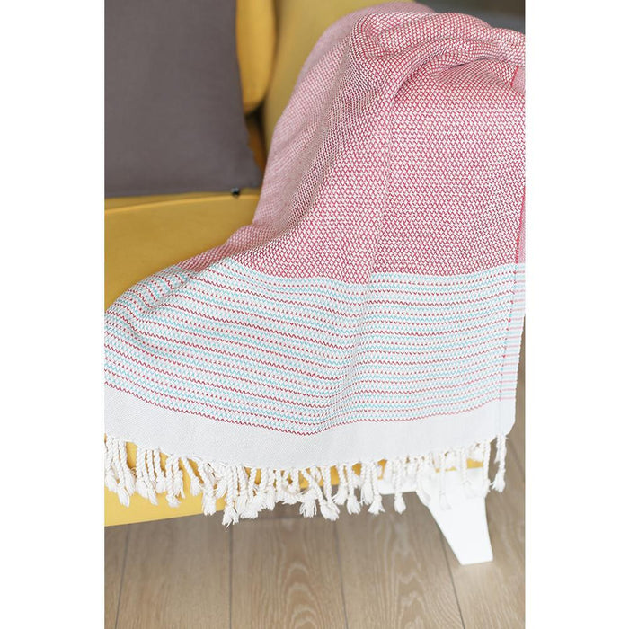 Checked Turkish Towel Or Throw Blanket - Red And White