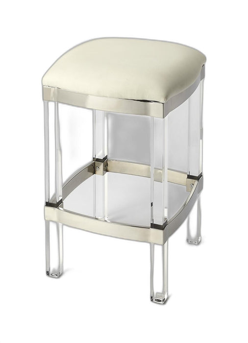 Leather Counter Stool - Acrylic And White