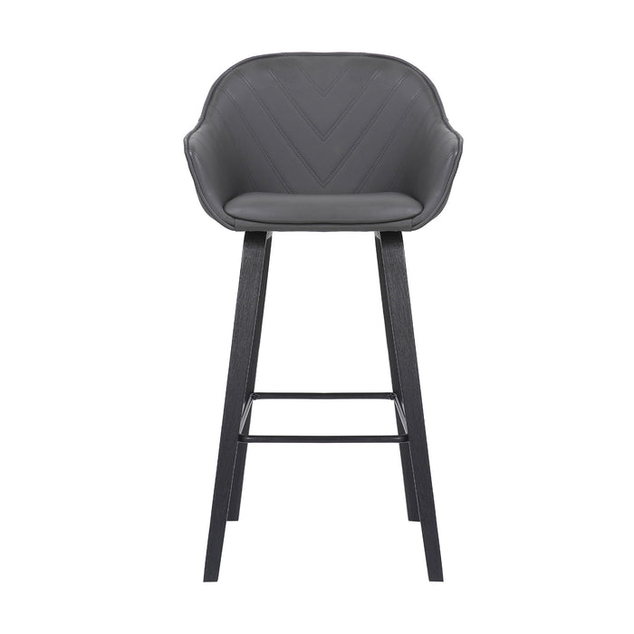 Textured Faux Leather Modern Bar Stool - Gray