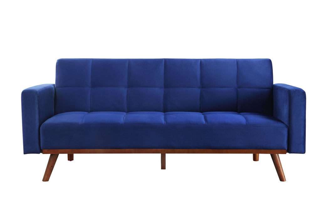 Sleeper Sofa 76" - Blue Velvet And Natural