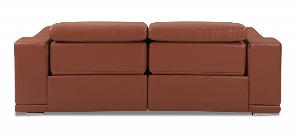 Genuine Leather Reclining Sofa 86" - Camel Brown