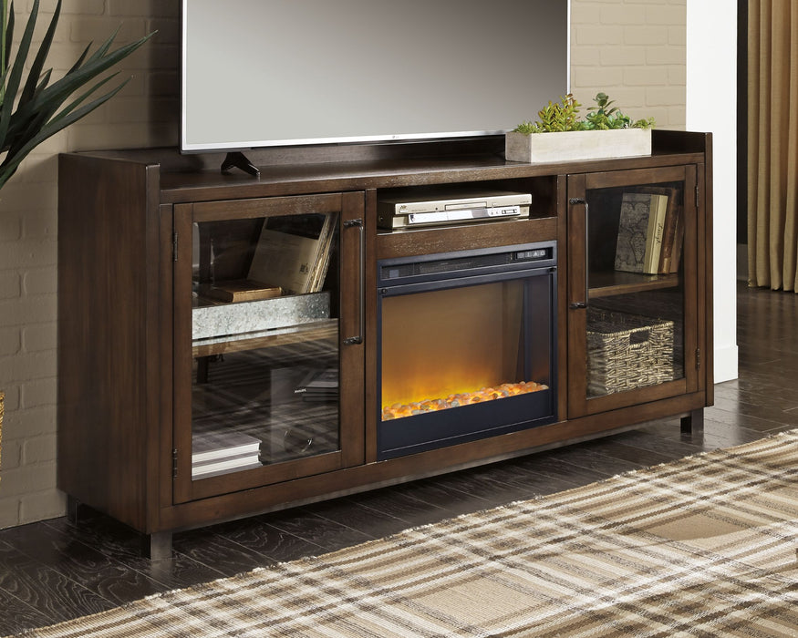 Starmore - Brown - 70" TV Stand With Glass/Stone Fireplace Insert