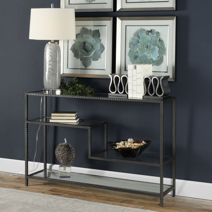 Leo - Industrial Console Table - Pearl Silver
