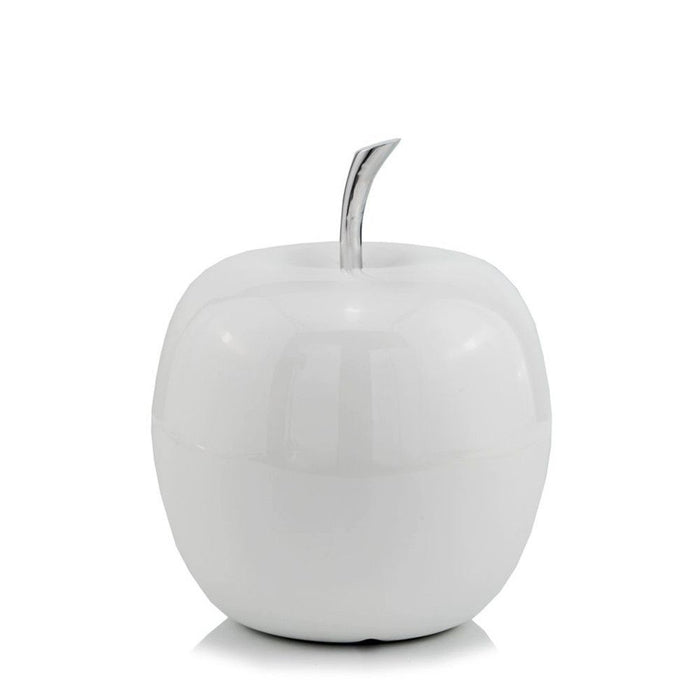 Medium Apple Shaped Aluminum Accent Home Decor - White