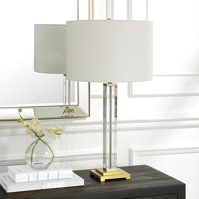 Crystal Column - Table Lamp - Pearl Silver