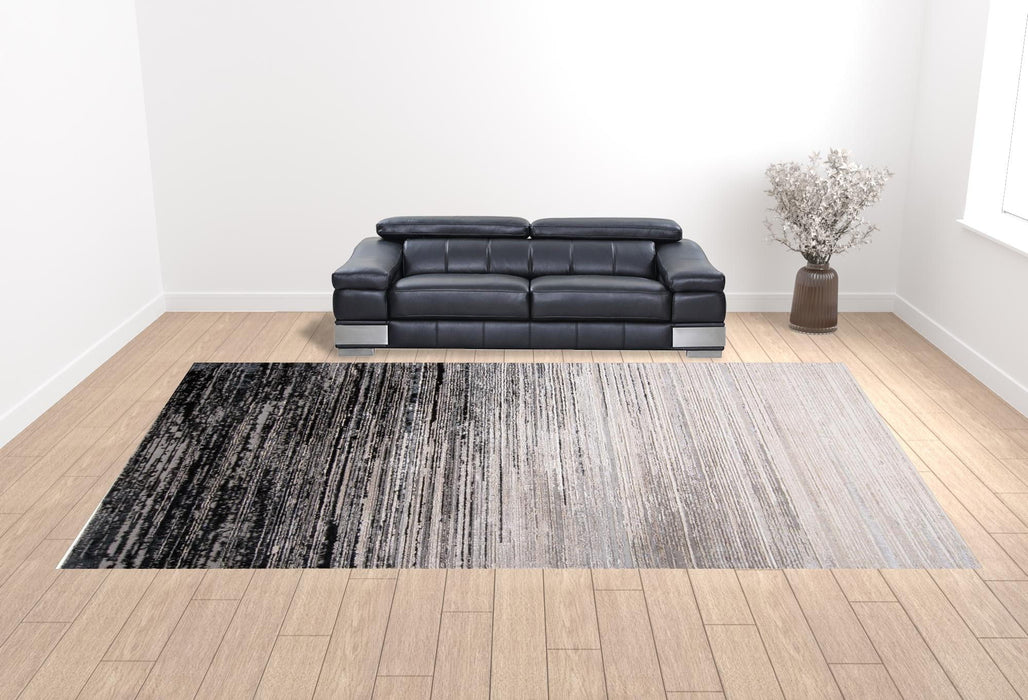 Abstract Area Rug - Black And Dark Gray - 12' X 18'