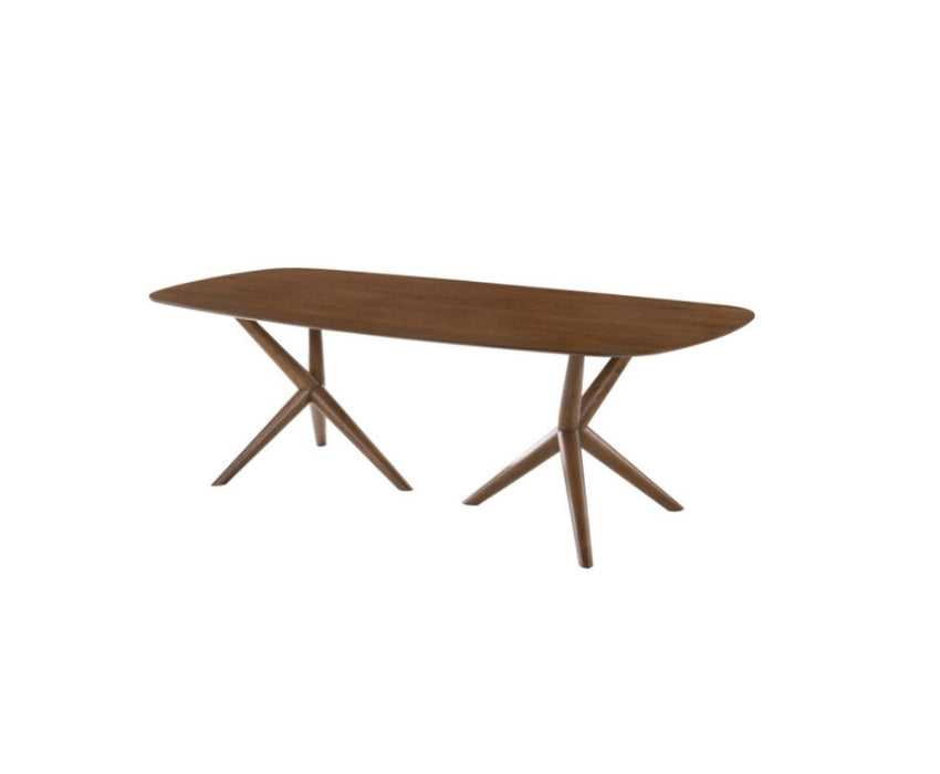 Rectangular Manufactured Wood And Solid Manufactured Wood Dining Table 95" - Walnut