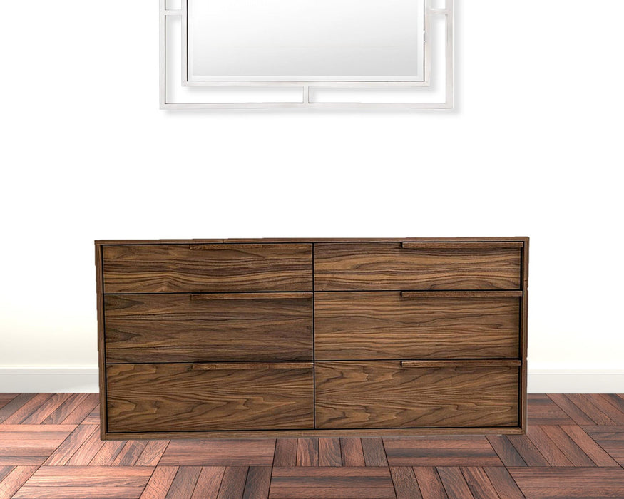 Manufactured Wood Six Drawer Double Dresser 60" - Walnut