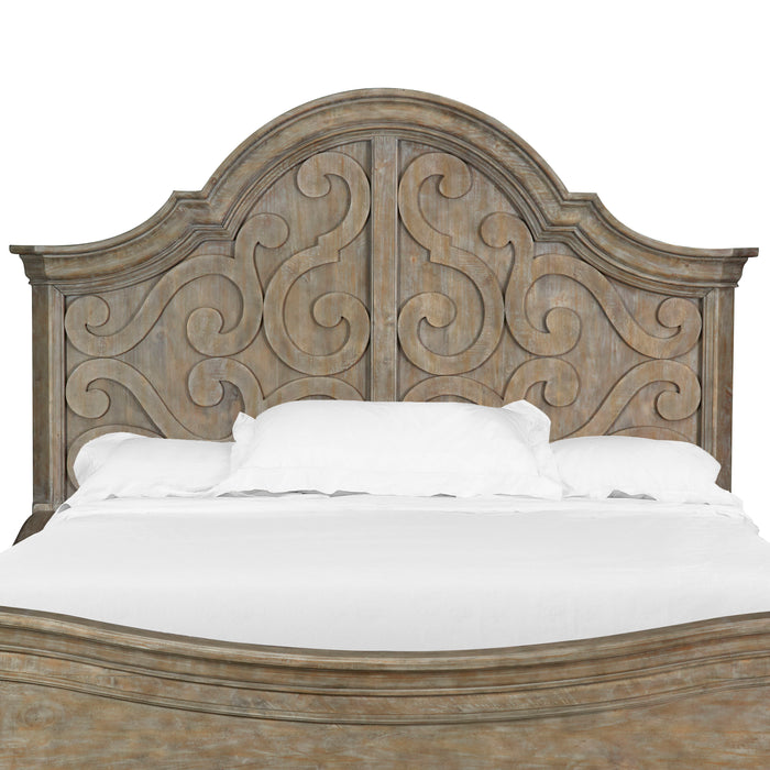 Tinley Park - King Panel Bed Shaped Headboard - Dove Tail Grey