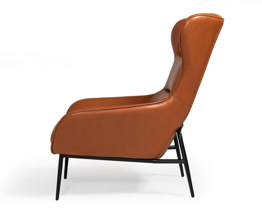 Industrial Leather And Metal Lounge Chair - Orange