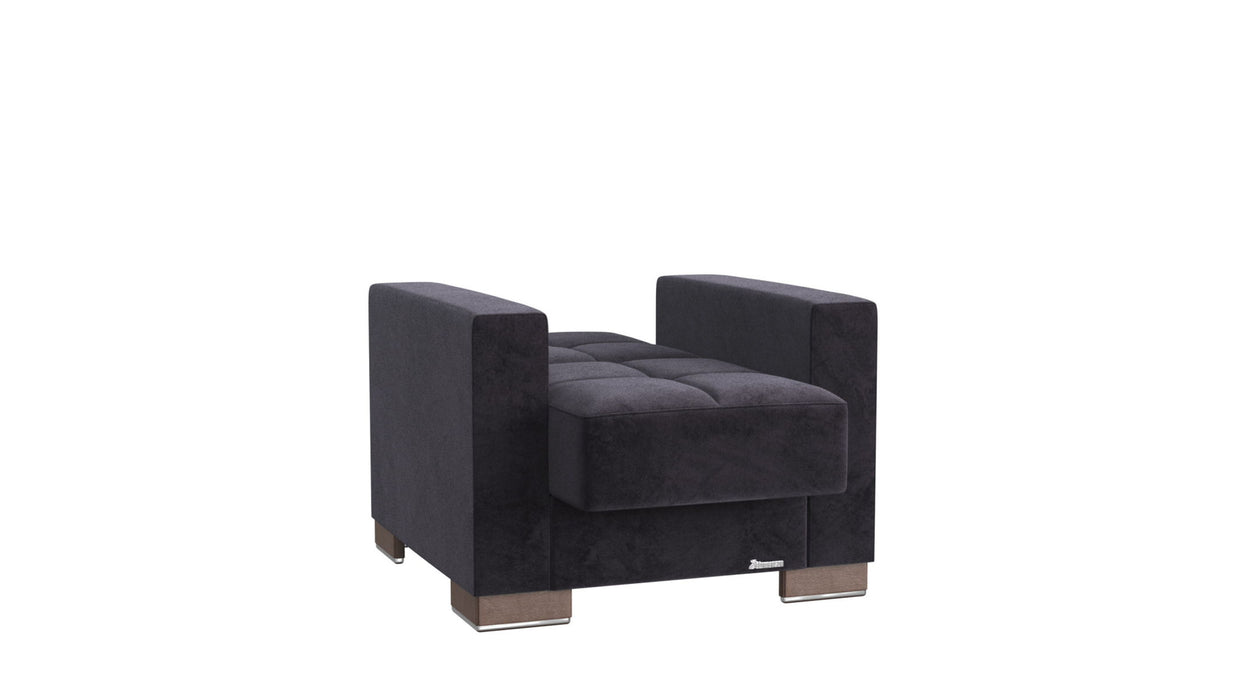 Microfiber Tufted Convertible Chair 36" - Black