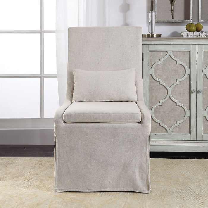Coley - Linen Armless Chair - White