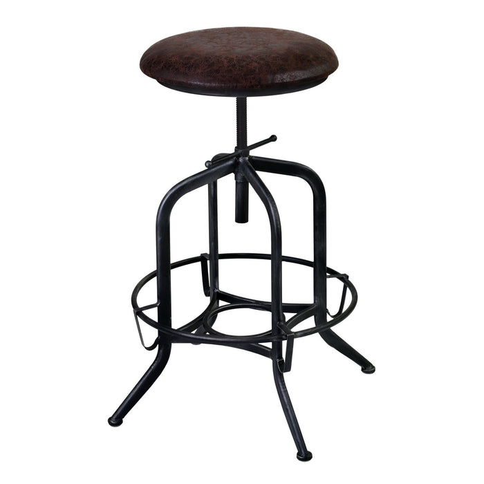 Adjustable Industrial Style Bar Stool - Brown and Black