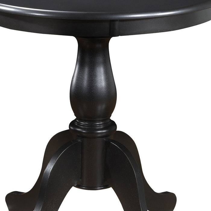 Round Turned Pedestal Base Wood Dining Table 30" - Antique Black
