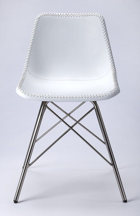 Faux Leather Side Chair 18" - White and Silver