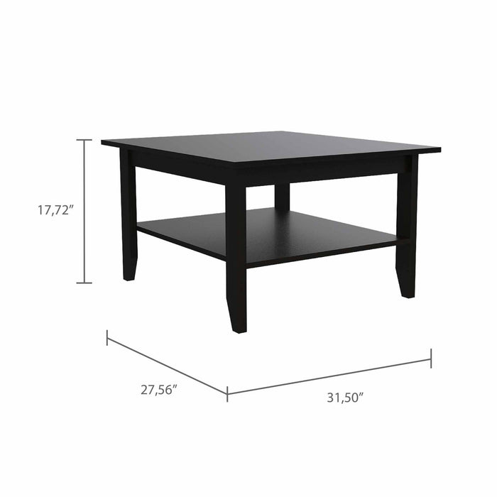 Modern Jet Coffee Table With Shelf - Black