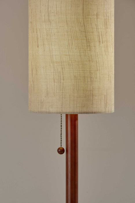 Standard Table Lamp With Beige Shade - Walnut