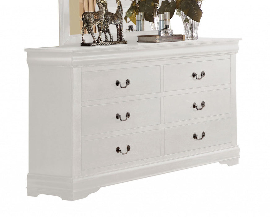 Solid Wood Six Drawer Double Dresser 57" - White
