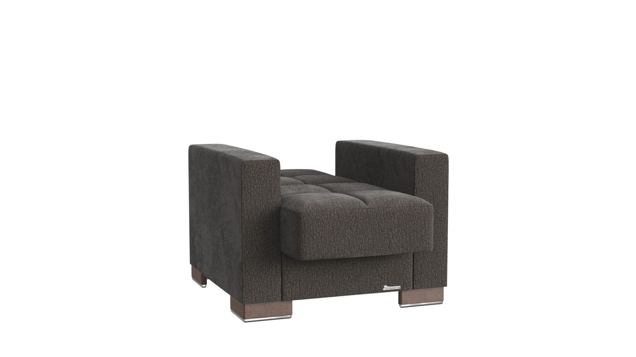 Chenille Tufted Convertible Chair 36" - Gray And Brown