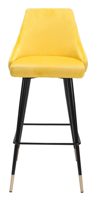 Steel Low Back Bar Height Chair With Footrest 41" - Yellow And Black