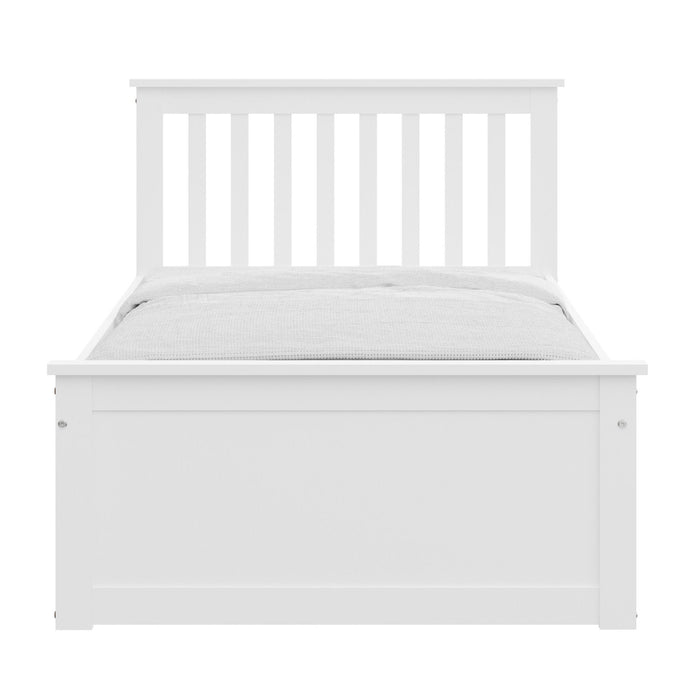 Solid Wood Twin Bed With Pull Out Trundle - White