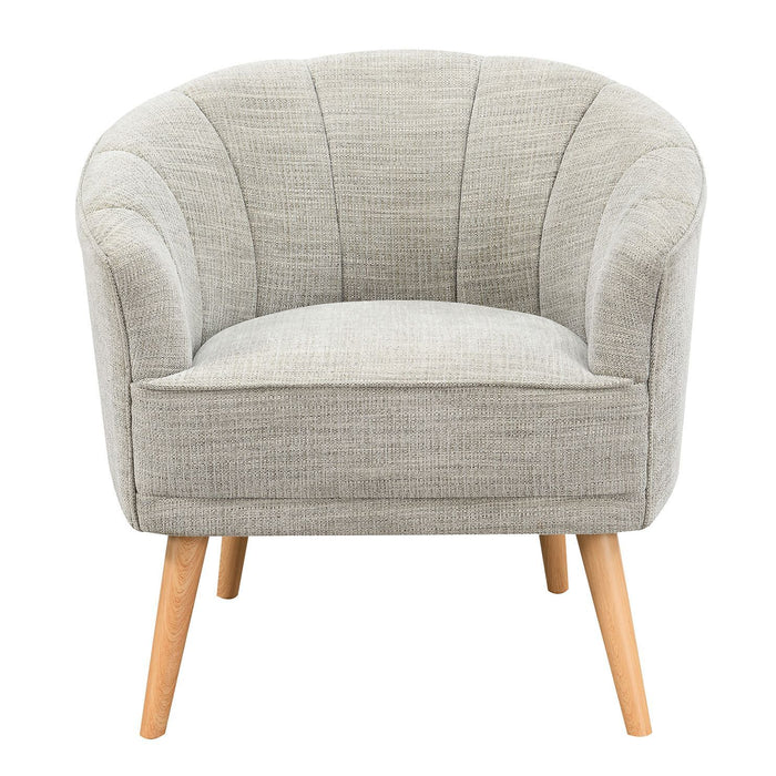 Chenille Tufted Barrel Chair 31" - Stone and Natural
