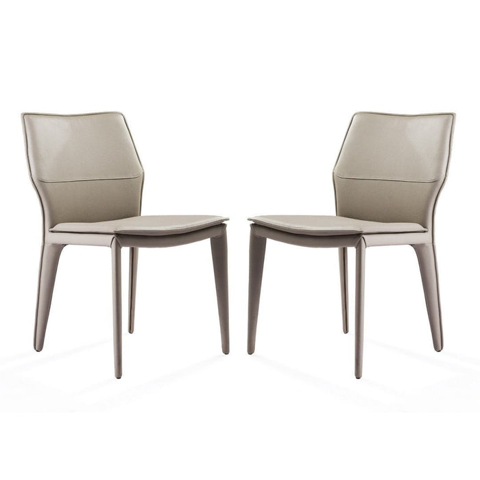 Faux Leather Metal Dining Chairs (Set of 2) - Gray