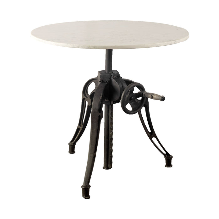 Round Marble Top With Black Metal Base Dining Table 30" - White