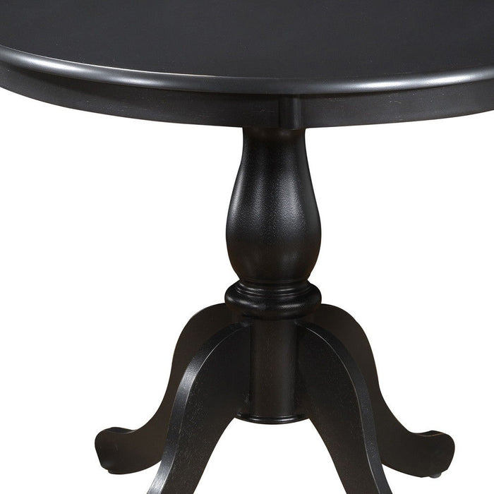 Round Turned Pedestal Base Wood Dining Table 36" - Antique Black