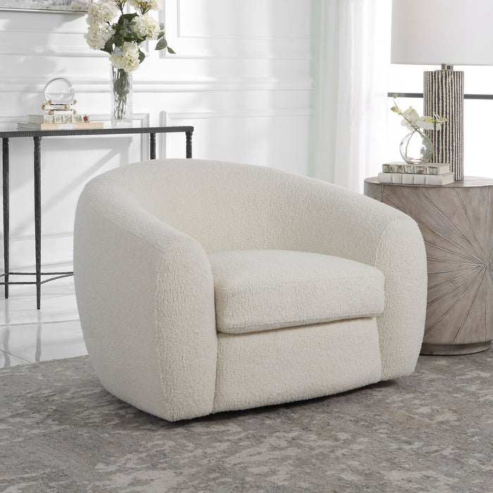 Capra - Art Deco White Swivel Chair