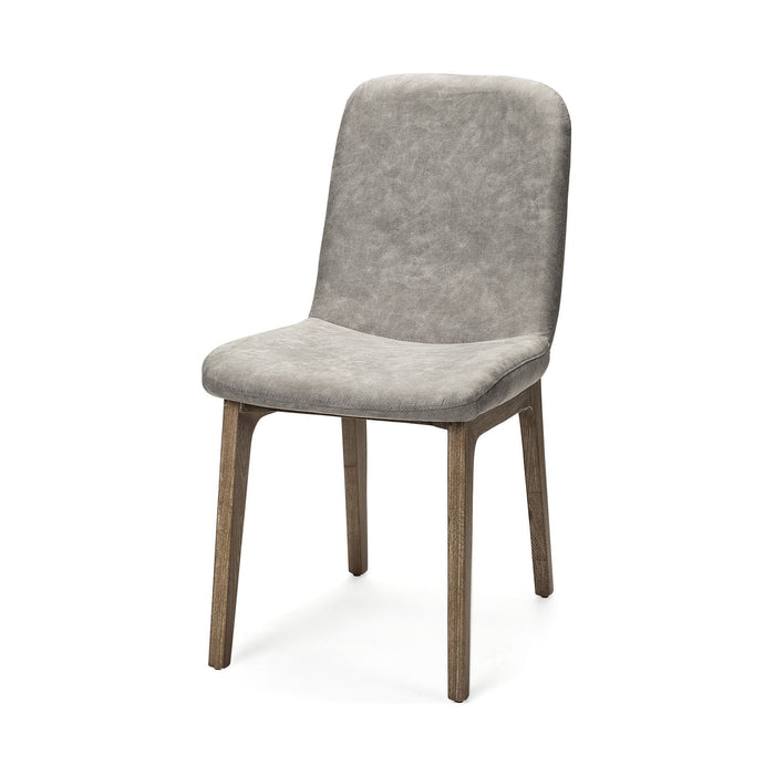 Gray Fabric Wrap With Medium Brown Wood Base Dining Chair