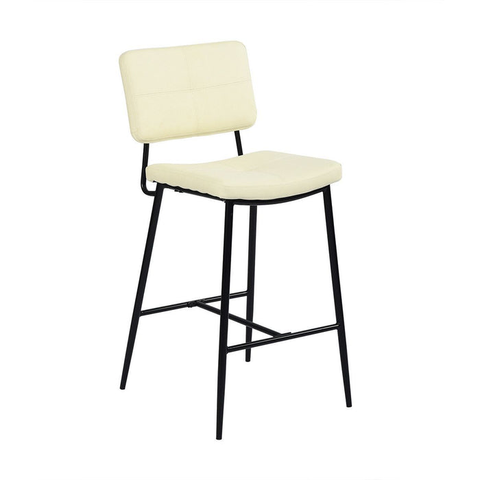 Faux Leather And Black Low Back Bar Height Bar Chairs 39" (Set of 2) - Cream