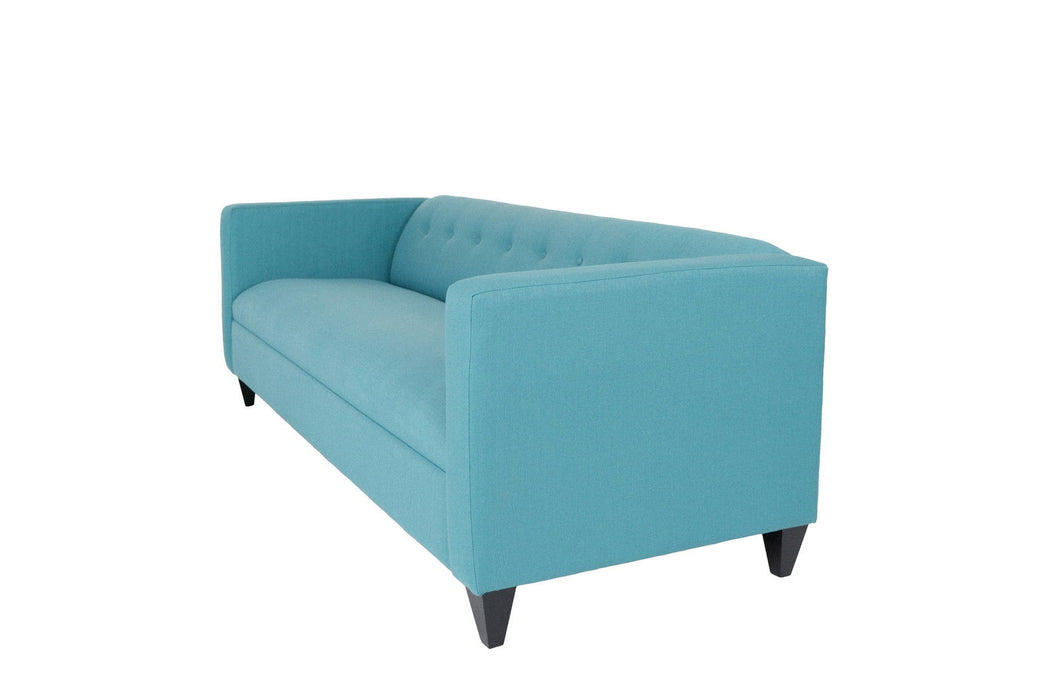 Sofa 80" - Teal Blue Polyester And Dark Brown