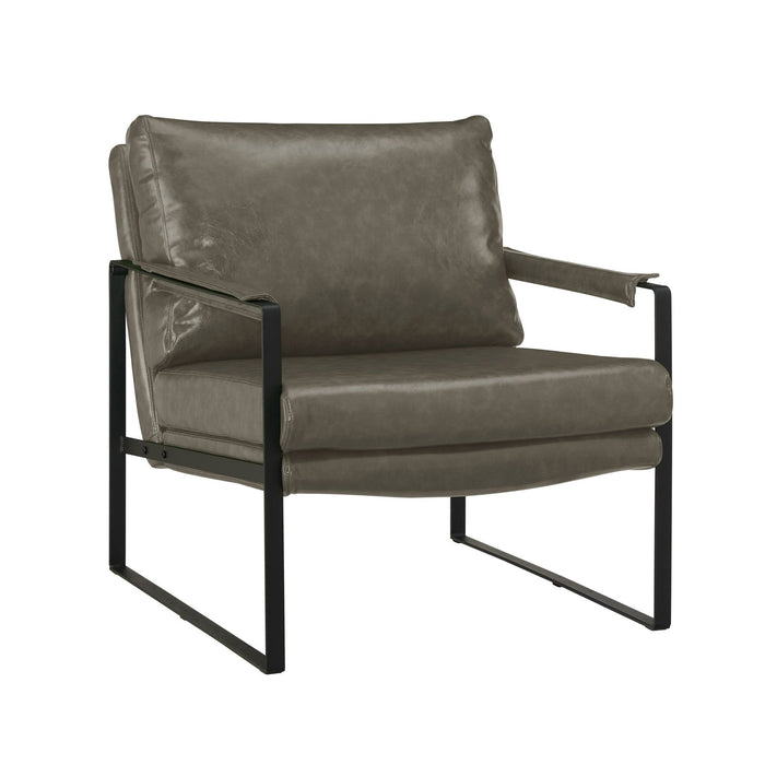 Faux Leather And Black Arm Chair 27" - Dark Gray
