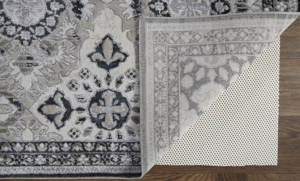 Floral Power Loom Area Rug - Gray And Black - 12' X 15'