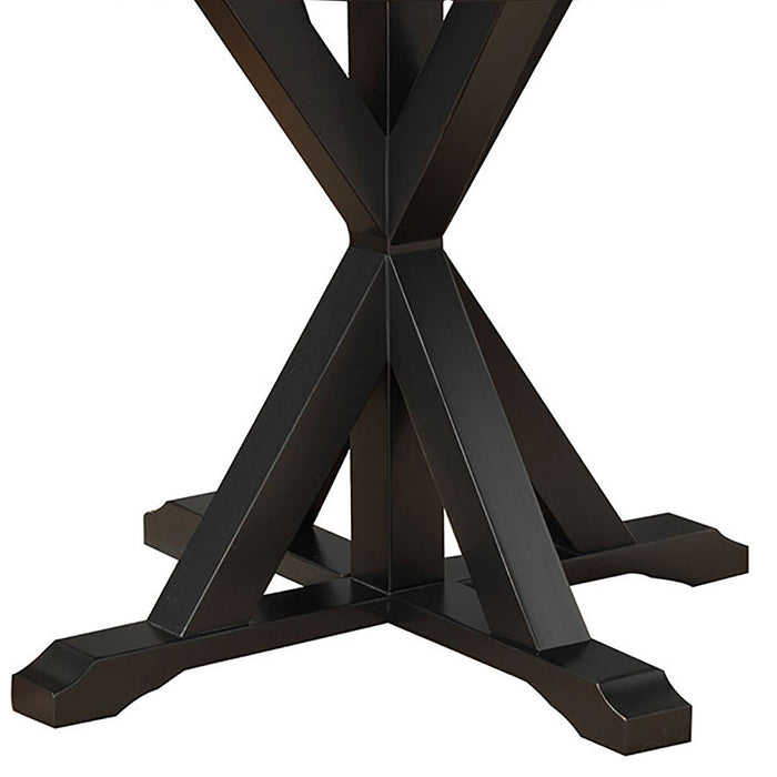 Round X Pedestal Base Wood Dining Table 48" - Antique Black