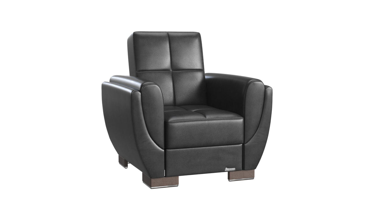 Faux Leather Tufted Convertible Chair 36" - Black