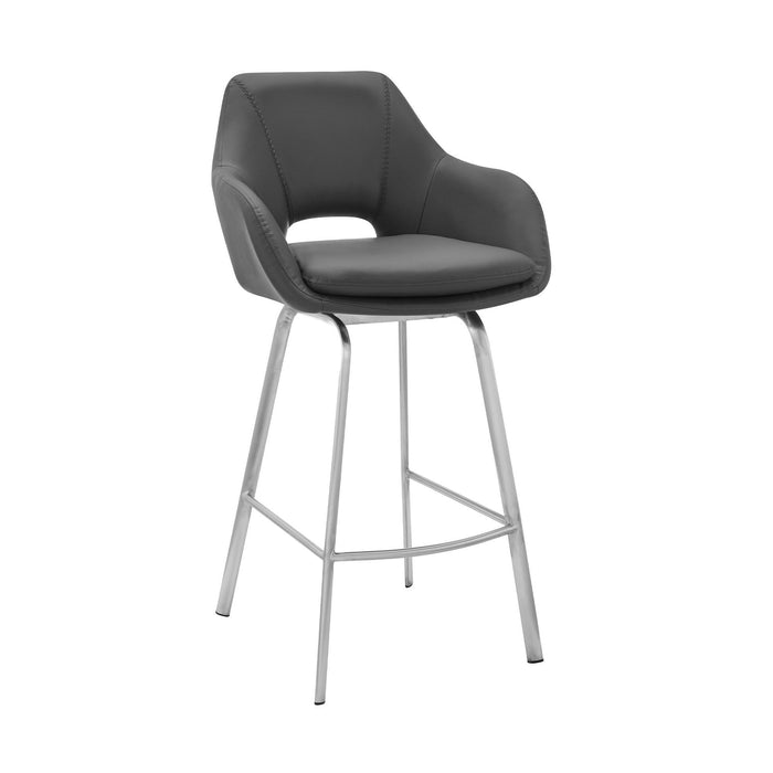 Faux Leather Comfy Swivel Bar Stool 30" - Gray