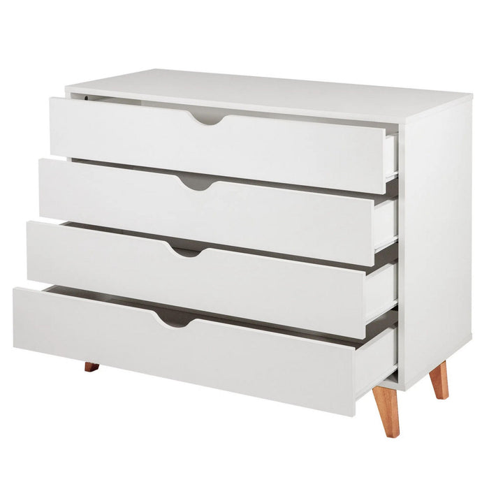 Solid Wood Four Drawer Standard Dresser 35" - White