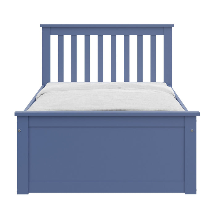 Solid Wood Twin Bed With Pull Out Trundle - Blue