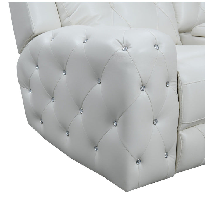 Faux Leather And Does Not Apply Reclining Usb Sofa - 87" White